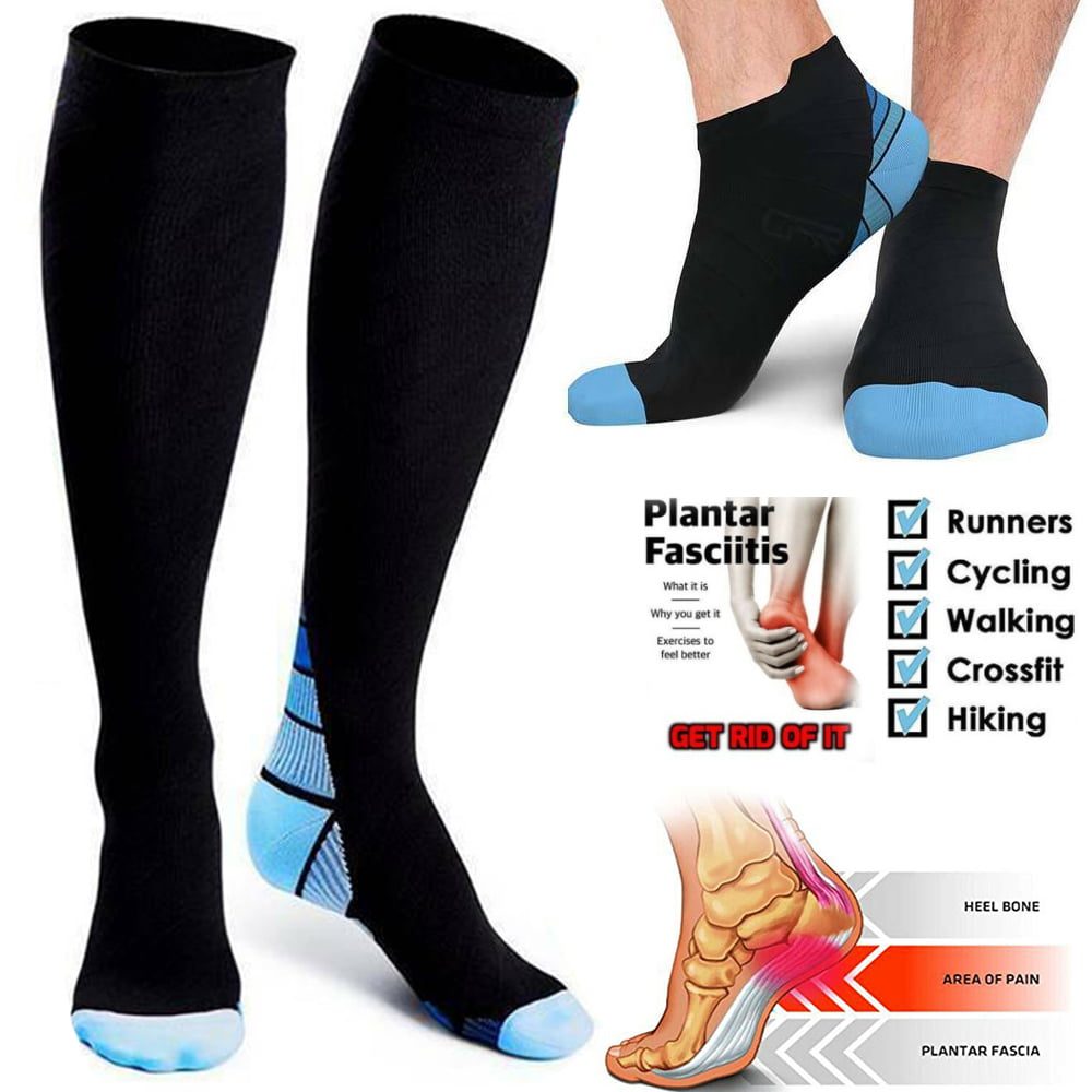 Compression Socks 3/6 Pairs for Women & Men,Sport Plantar Fasciitis Arch Support Running Gym Knee High Compression Sock