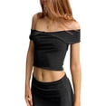 thumbnail image 2 of Txlixc Blusa Crop bandiau para mujeres blusa sólida ocio de verano sin mangas blusa sin hombros ropa de club callejero Txlixc  moda, 2 of 9