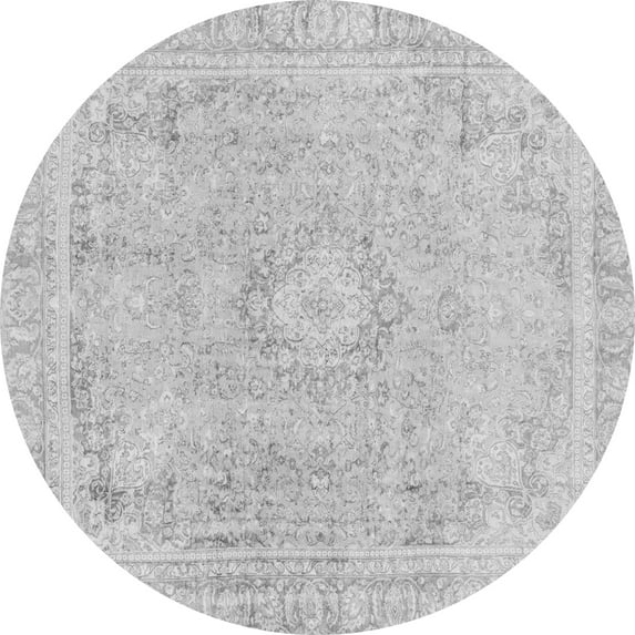 Ahgly Company Indoor Round Abstract Gray Modern Area Rugs, 7' Round