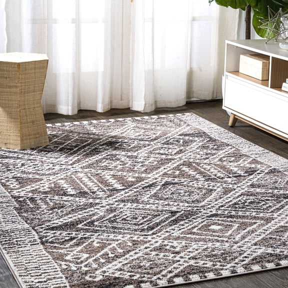 JONATHAN Y MOROCCAN HYPE 4 x 6 Area Rug, Tayri Tribal Geometric - Brown/Ivory, MOH501A-4