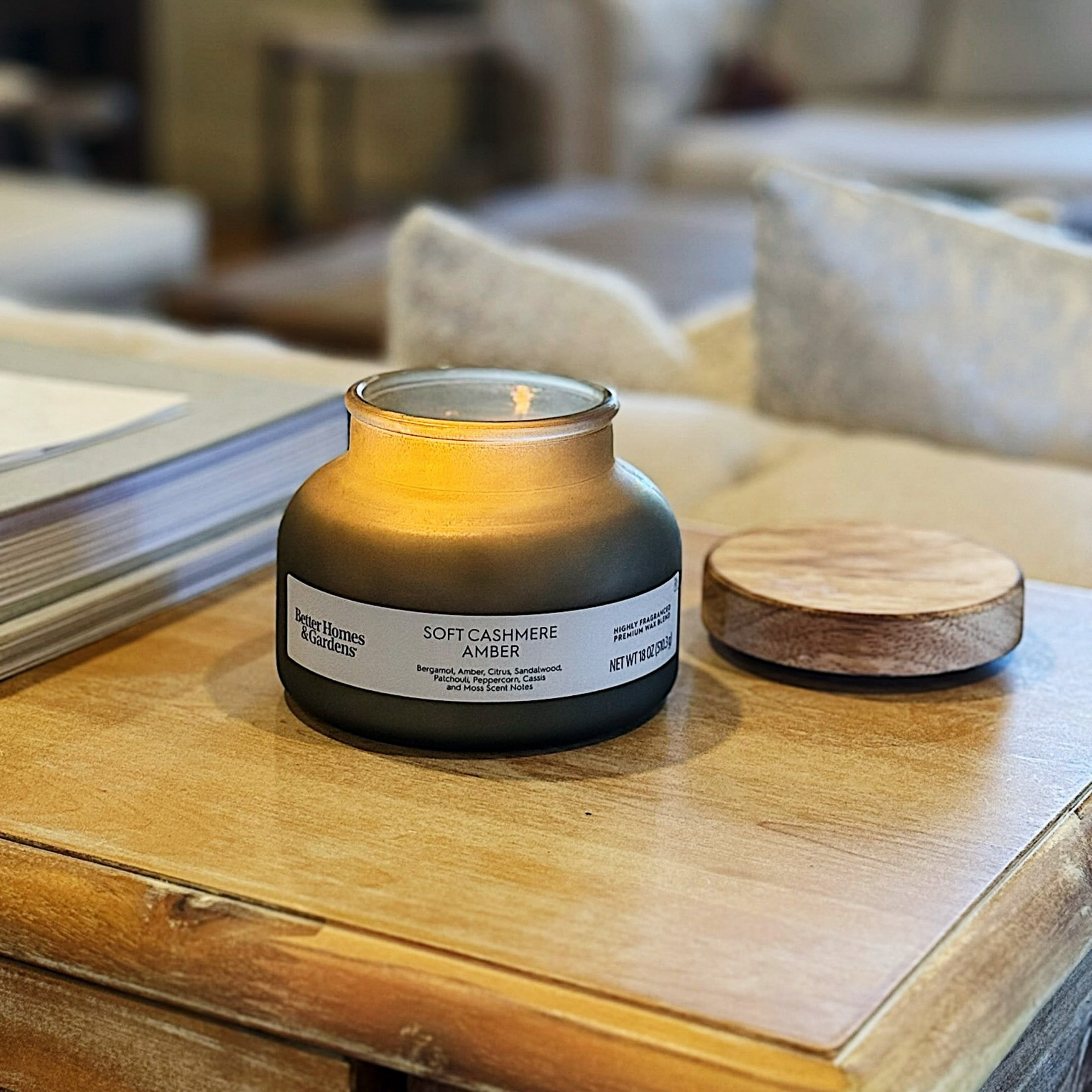 (4 pack) Better Homes and Gardens Soft Cashmere Amber Scented 2-Wick Frosted Jar Candle 18oz.