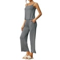 thumbnail image 4 of INSPIRE CHIC Women's 3 Pcs Sleepwear Solid Color Long Sleeve Cardigan Cami and Pants Pajama Set XL Grey, 4 of 5