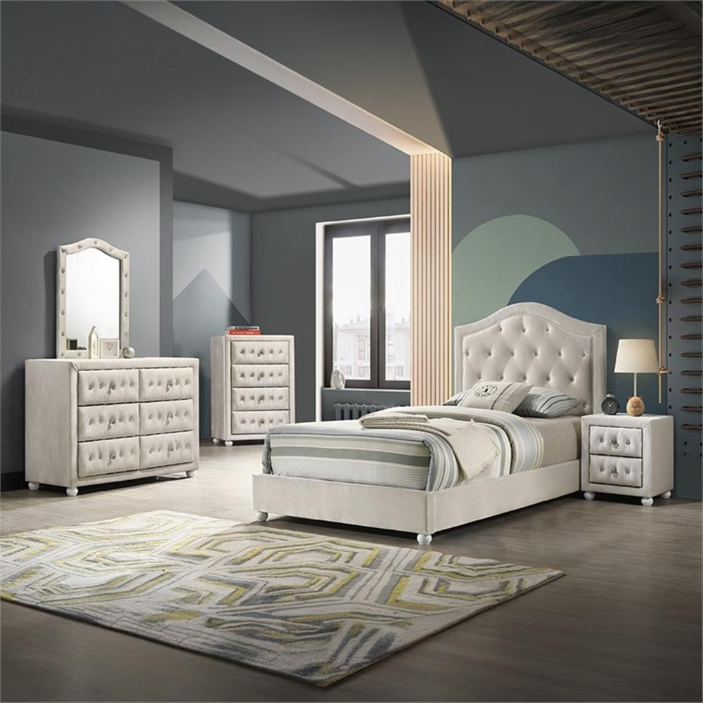 ACME Reggie Twin Bed in Beige Fabric