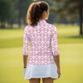 thumbnail image 5 of Uorisanigo Pink Bow Womens Golf Shirt Soft Comfortable Women's 3/4 Sleeve Athletic Golf Shirts Fashionable Quarter Zip Breathable Polyester Spandex Fabric Tennis Tops Size S, 5 of 7