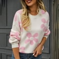 thumbnail image 2 of Levmjia Womens Sweater Casual Long Sleeve Floral Printing Crew Neck Pullover Soft Polyester Knit Top For Fall Winter Office Daily Wear, 2 of 9
