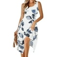 thumbnail image 6 of Womens Casual Tank Dress Floral Sleeveless Summer Midi Dress Asymmetrical Hem Vacation Beach Outfit, 6 of 7