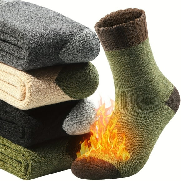 LNGOOR 4 Pairs of Ultra-Soft Merino Wool Socks - Men‘s Thick Warm Winter Thermal Hiking Socks for Cozy Comfort