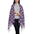 thumbnail image 2 of Rateoe leaf flower Skull colorful Women's Traditional Scarf Wrap Tassel Shawl Fringes Neck Head Shawl Retro Scarf, 2 of 8