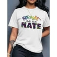 thumbnail image 1 of Women's Casual Fashion T-Shirt with Colorful Leopard Print and "HATE" Lettering - Round Neck, Short Sleeve, Polyester, Machine Washable, Spring Summer Tee|Bold Graphic Tee|Stretchable Material, 1 of 6