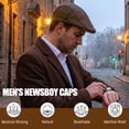 thumbnail image 7 of Bocaoying 2 Pcs Newsboy Caps for Men, Adjustable Flat Cap with Cotton-Poly Blend Tweed, Beret with Soft Lining Sweatband, Classic Peaked Brim Cap for Driving, Casual, Golf, One Size, Black/Coffee, 7 of 7