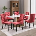 thumbnail image 2 of SoarFlash Velvet Dining Chair Set of 6, Upholstered Tufted Dining Room Chair with Nailhead Trim and Solid Wood Leg for Kitchen (Wine Red), 2 of 6
