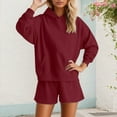 thumbnail image 2 of Arlun Sweatsuits for Women 2 Piece Solid Color Outfit Drop Shoulder Long Sleeve Hoodies with Pocket and Shorts Relaxed Fit Soft Comfortable Loungewear Matching Set XL, 2 of 4
