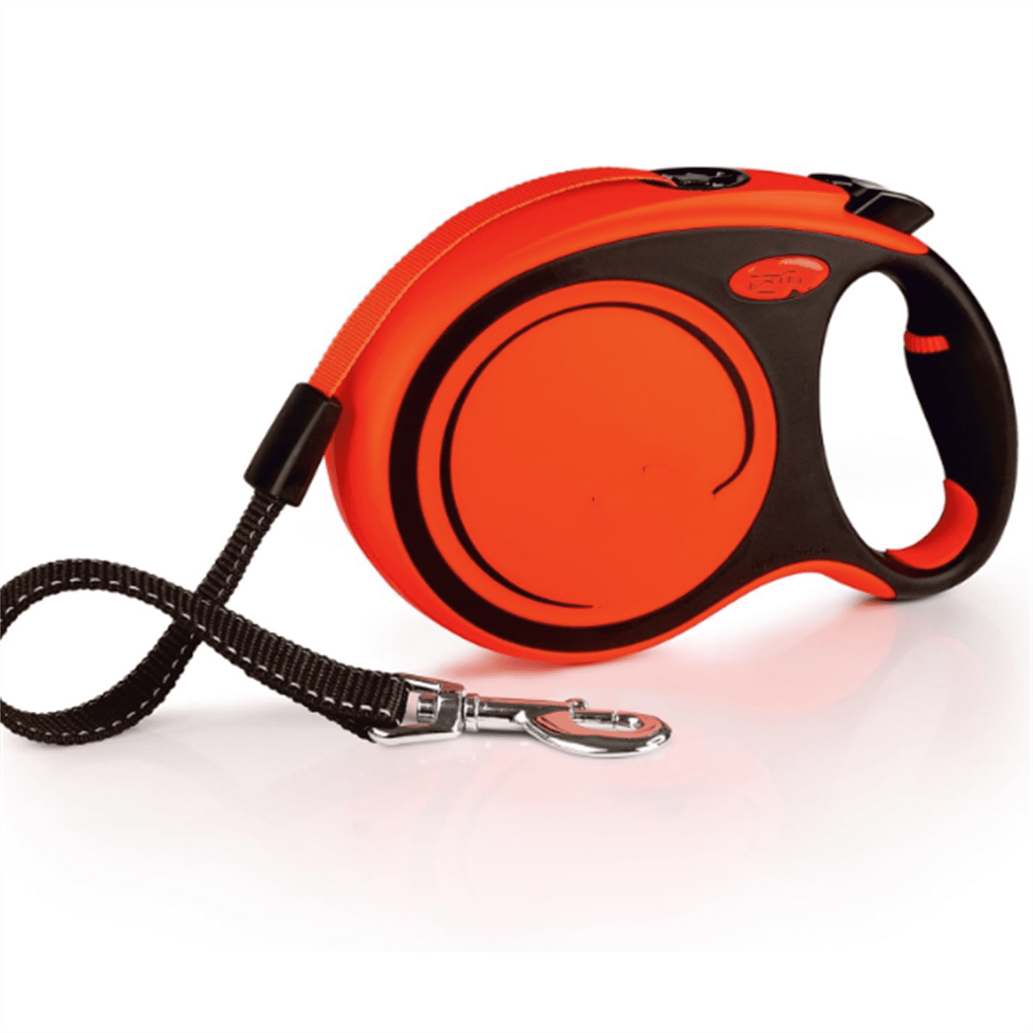 Xtreme Tape Retractable Dog Leash for Large Dogs Upto 121 lbs. – 26 ft., Orange/Black | Tangle Free Pet Walking Leash with One-Handed Brake, Pause, Lock | German Quality Product