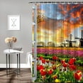 thumbnail image 2 of JEUXUS Shower Curtain Landscape Paintings Traditional Dutch Windmills Multiple Sizes White, 2 of 6