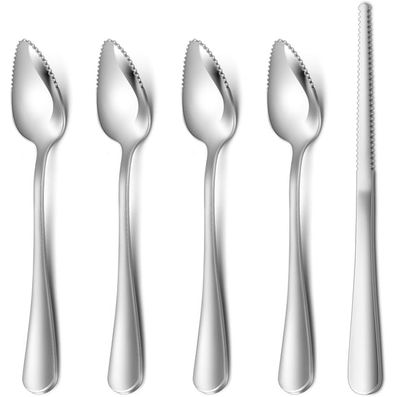 Grapefruit Spoons Serrated Edge Knife Set 18/8 Stainless Steel Fruit Dessert Utensils 4 Piece