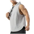 thumbnail image 2 of pstuiky Camisetas sin mangas para hombre, Blusa deportiva corta sin mangas con capucha, elástica, informal, de color liso, para hombre Tops elegantes para mujer l, 2 of 6