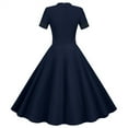 thumbnail image 4 of Women's Short Sleeve Vintage Cocktail Dress 1950s Retro Cocktail A Line Flare Swing Prom Party Dress, 4 of 7