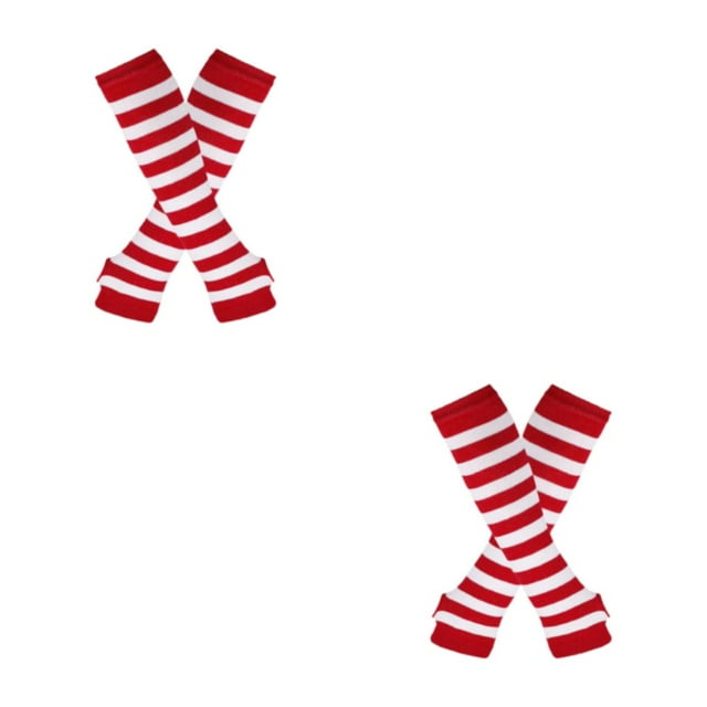 Youkk M Stand Out With Thick Thighs Long Socks And Gloves Set Made With Polyester And Highly Elastic Red and white 2Set
