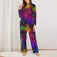 thumbnail image 3 of Disketp Pajamas Set Long Sleeve Sleepwear Womens Button Down Nightwear Pj Sets-Bright Universe, 3 of 9