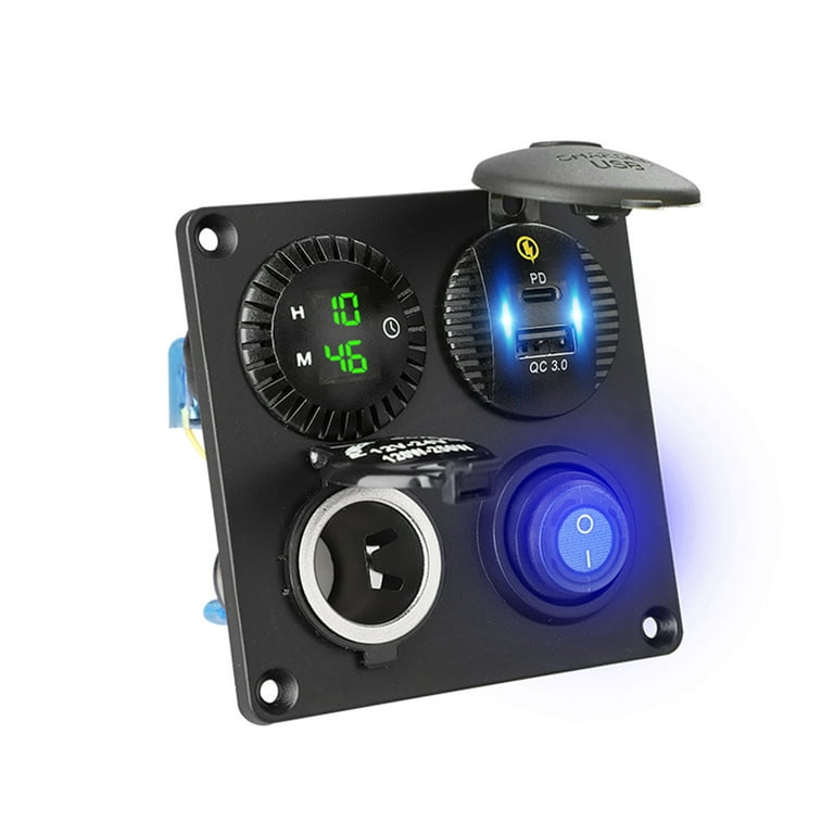 Car Gauge Clock Auto Dashboard LED Digital Watch Motorcycle ATV For Cross Bike Scooter Accessories 12V/2 Digital With Date And Day Of Week And Temperature