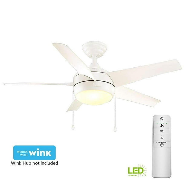 Home Decorators Collection Windward 44 In Led Matte White Smart Ceiling Fan With Light Kit And Wink Remote Control Com - Windward 44 In Led Blue Ceiling Fan With Light Kit And Remote Control