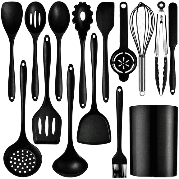 15-Piece Silicone Cooking Utensils Set, Heat-Resistant Non-Stick Kitchen Tools With Reinforced Handle, Safe Cookware For Home Kitchen And Camping.