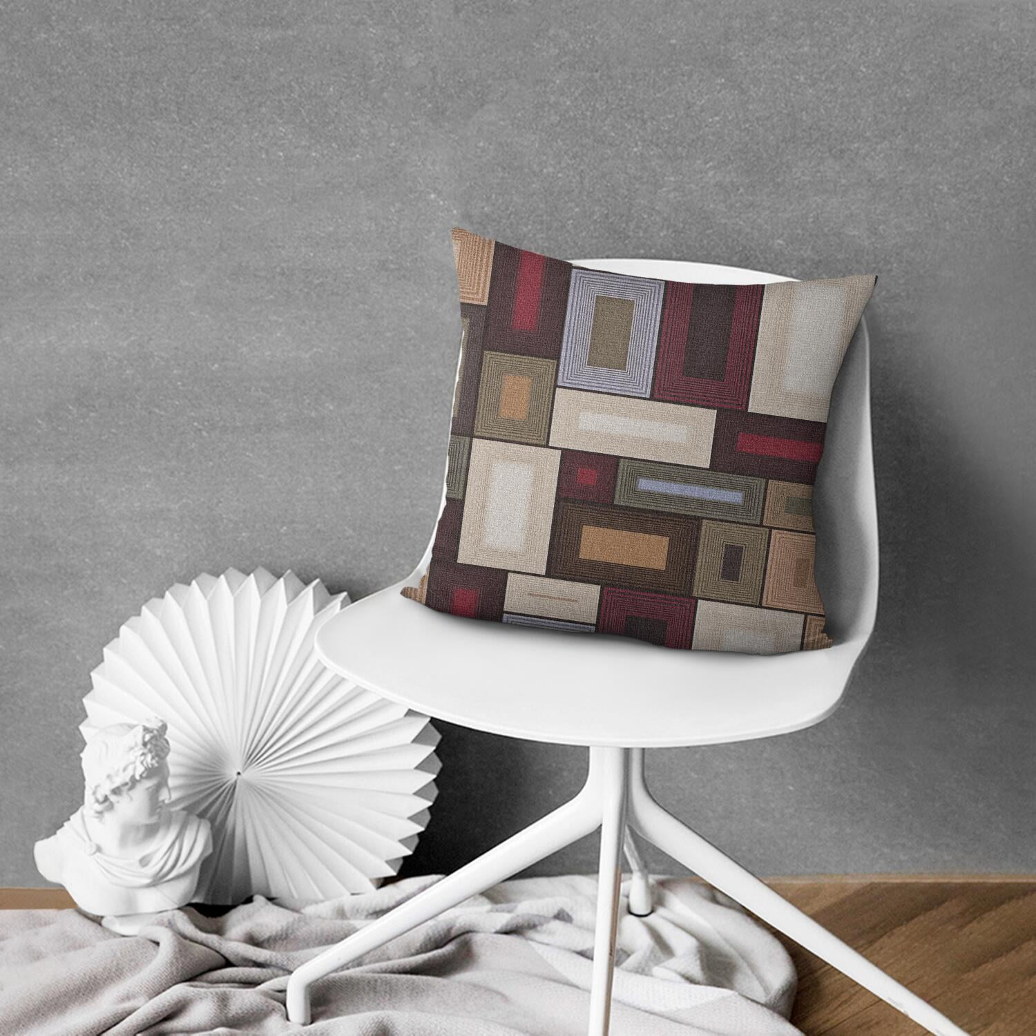 Set Of 4 Abstract Geometric Pillow Covers 20x20 Inch Linen Decorative Square Throw Pillow Covers for Living Room Sofa Couch Decoration