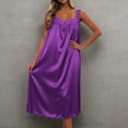 thumbnail image 2 of Women's Sleeveless Ice Silk Nightgown, Plus Size Loose Summer Sleepwear, Lace Trim Satin Loungewear Dress, Cooling Nightshirt, Oversized Comfy Pajamas, Breathable Silky House Dress for Ladies, 2 of 4