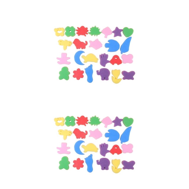 ziyahi 1 Set Printing Stamper Various Shape Patterns Early Learning Kids' Sponge Set Educational Toy Cartoon Drawing Gifts Random Pattern 2Set