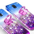 thumbnail image 4 of Cute Glitter Bling Diamond Bumper Ring Stand Phone Case for Tracfone/StraightTalk Samsung Galaxy J3 Orbit (S367VL) Case, Clear Kickstand Case Girls Women - Purple/Blue, 4 of 5