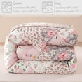 thumbnail image 4 of Whale Flotilla 3-Piece King Comforter Set, Soft Reversible Bedding Comforter Sets, Patchwork Printed Down Alternative Comforter Duvet for All Seasons, Pink, 4 of 9