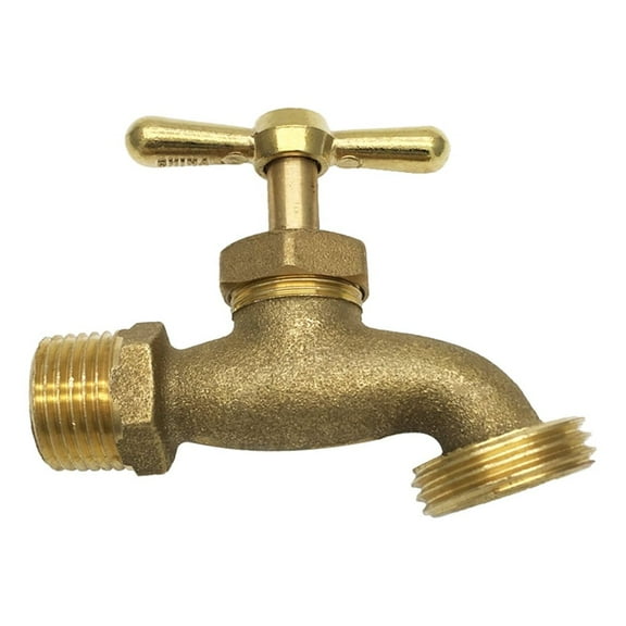 THEWORKS® Brass Threaded Hose Bibb, 1/2" MIP Inlet x 3/4" MHT Outlet