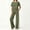 Green, variant on Athletic Outfit Sets 2 Piece Women Solid Contrast Trim Short Sleeve Top Side Stripe Wide Leg Pants Black L