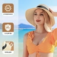 thumbnail image 3 of Beach Sun Straw Hats for Women, UPF 50+ UV Sun Protection Wide Brim Summer Straw Hat Foldable Packable Roll up Cap, 3 of 5
