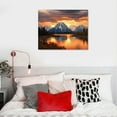 thumbnail image 4 of JRXY Smoke Mountain Wall Art Sunset Natural Landscape Wall Decoration Mountain Range Lake Reflection Painting Park Poster Living Room Office Decoration Art 16x12in, 4 of 4
