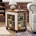 thumbnail image 2 of Folding Top End Table with Storage, Rolling Side Table for Living Room, 2 of 8