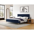 thumbnail image 4 of Omax Decor Julia Upholstered Fabric King Platform Bed in Blue Velvet, 4 of 4