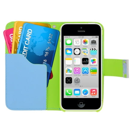 iPhone 5C Case, by Insten Multicolor Leather Wallet Flip Card Pouch Case Cover For Apple iPhone (Iphone 5c Best Color)