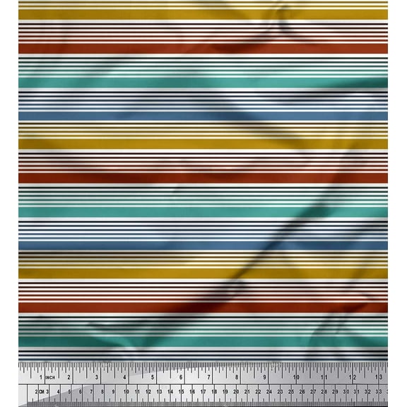 Soimoi Cotton Voile Fabric Horizontal Stripe Fabric Prints by Yard 42 Inch Wide