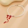 thumbnail image 3 of Gothic Blood Pearl Necklace for Women, Adjustable Dripping Blood Choker Layered Bleeding Pearls Necklaces Punk Bloody Tassel Clavicle Halloween Jewelry, 3 of 6