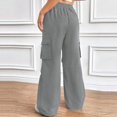 thumbnail image 5 of safuny Women's Cargo Sweatpants Jogger Cuff Pants Summer Fashion Mid Rise Trousers Leisure Comfy Solid Breathable Relaxed Clothing Gray L, 5 of 5