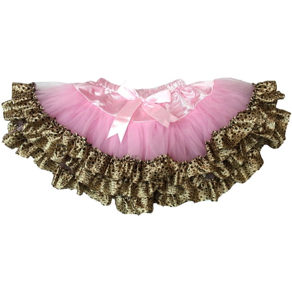 Wenchoice Girl'S Pink Tutu With Leopard Trim  L(5T-6T)