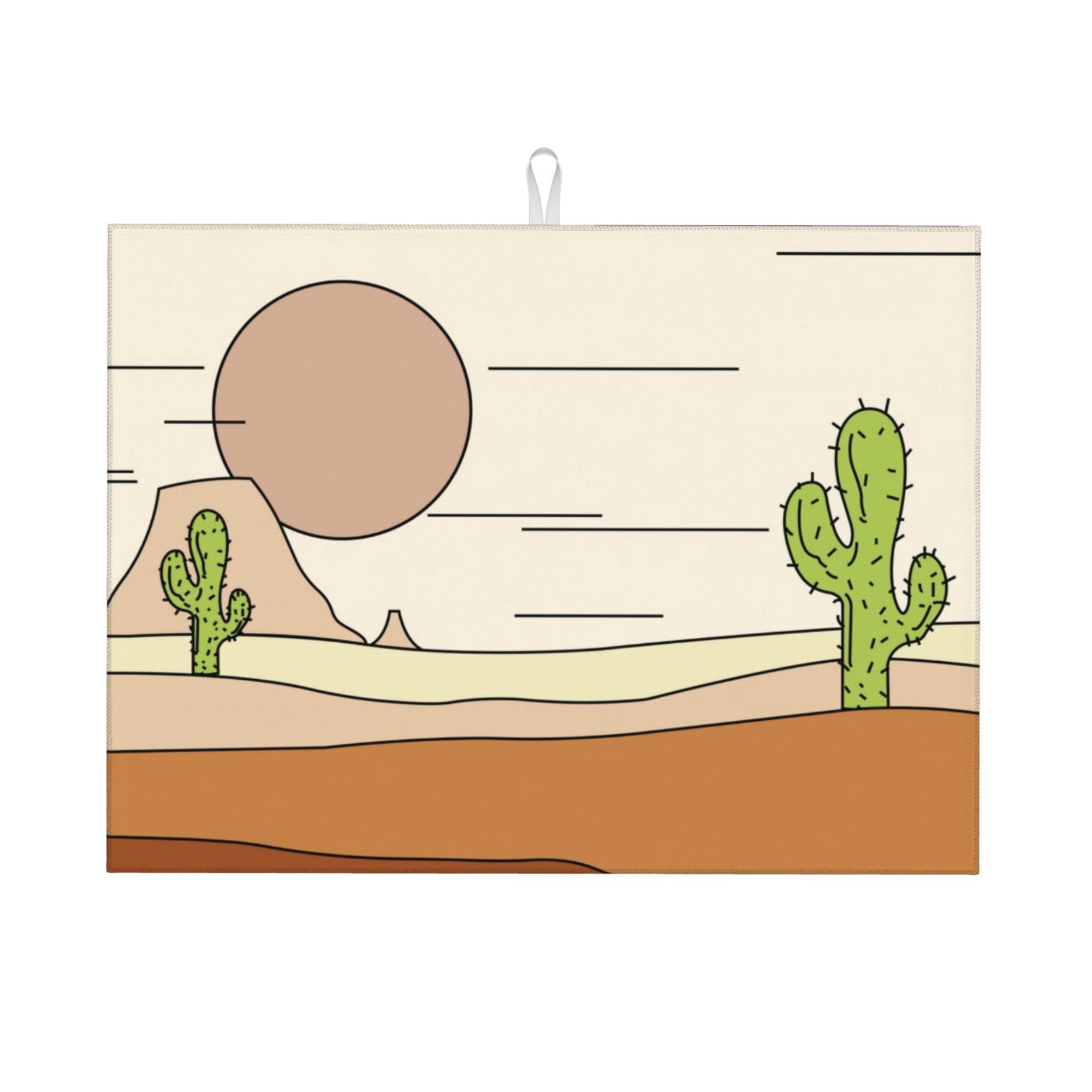 XMXY Dish Drying Mat for Kitchen Counter, Desert Cactus Absorbent ...