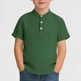 thumbnail image 2 of Bnwani Shirts for Boys Breathable Solid Color Boys T Shirts Collared Tee Army Green Sizes 5-15, 2 of 9