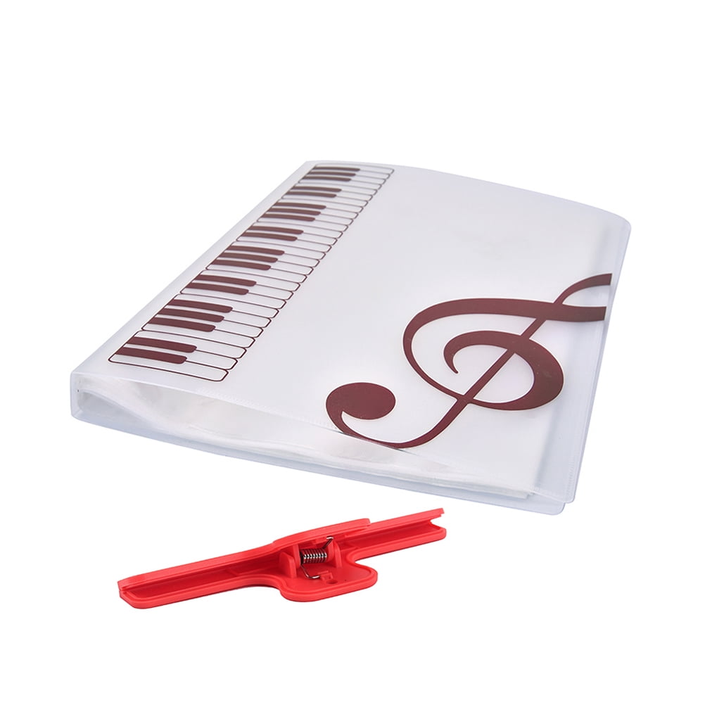 80-Sheet A4 Music Folder for Piano Scores, Band & Choir, File Organizer with Extra Watermelon Red Clamp, Music Supplies