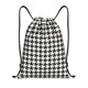 thumbnail image 1 of Fotbe Houndstooth Black And White Bolsa Mochila con Cordón Estampada, Bolsa de Gimnasio Deportiva, Bolsa Cinch, Bolsa con Cordón para Hombres y Mujeres-Medium, 1 of 6