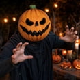 thumbnail image 5 of Scary Pumpkin Mask Halloween Jack-O-Lantern Evil Scary Face Latex Head Mask Creepy Masquerade Party Cosplay Costume Prop For Adults Holiday Dress Up, 5 of 7