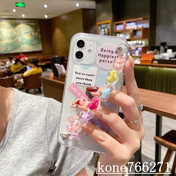 Love Chain Caso Para iPhone 13 SE 2020 12 Mini 12 11 Pro Xs Max Xr X 7 8 Sonriente Etiqueta Transparente De La Cadena Estrella Del Teléfono