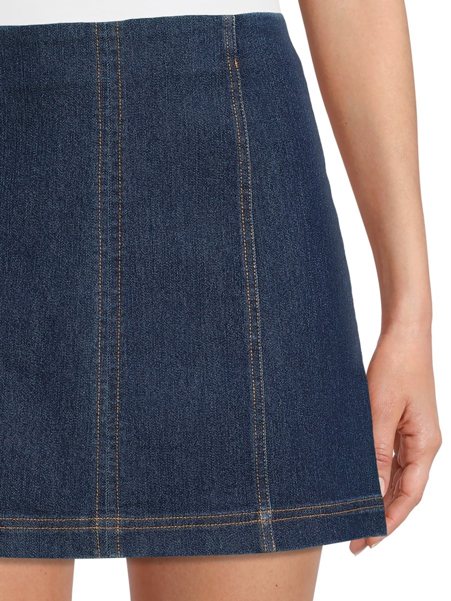 No Boundaries Juniors Seamed A-Line Mini Denim Skirt, Sizes XS-XXXL