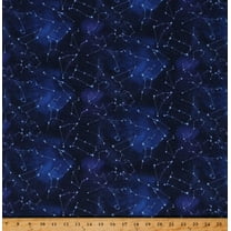 Cotton Constellations Zodiac Outer Space Night Sky Cotton Fabric Print by the Yard (582ROYAL)
